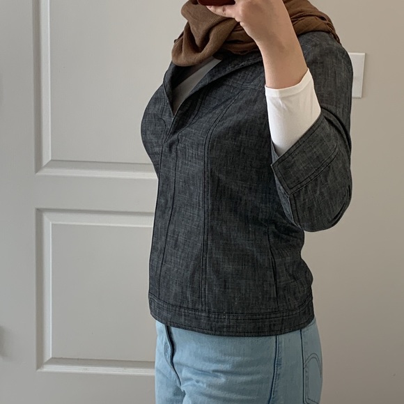 Dark Grey Patterned Blazer - Picture 9 of 17